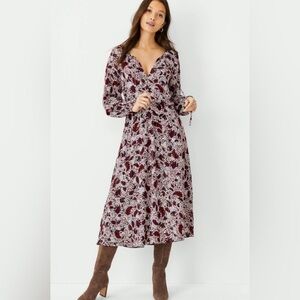 Ann Taylor Red and Purple Bishop Sleeve Sundress